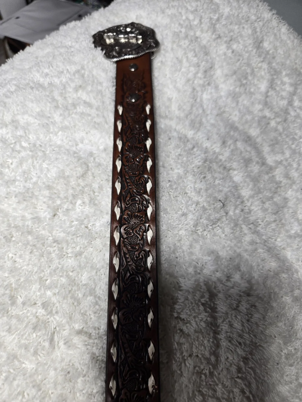 Nocona Boys Floral Embossed Belt with Buckle Brown Sz 24